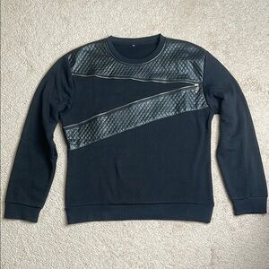 Black Quilted Men's Sweater with Zippered Design